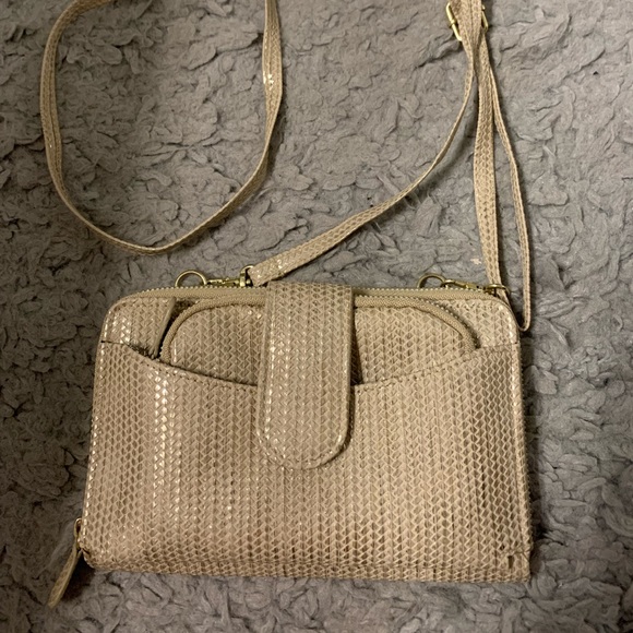 Gold/beige crossbody wallet - Picture 1 of 4